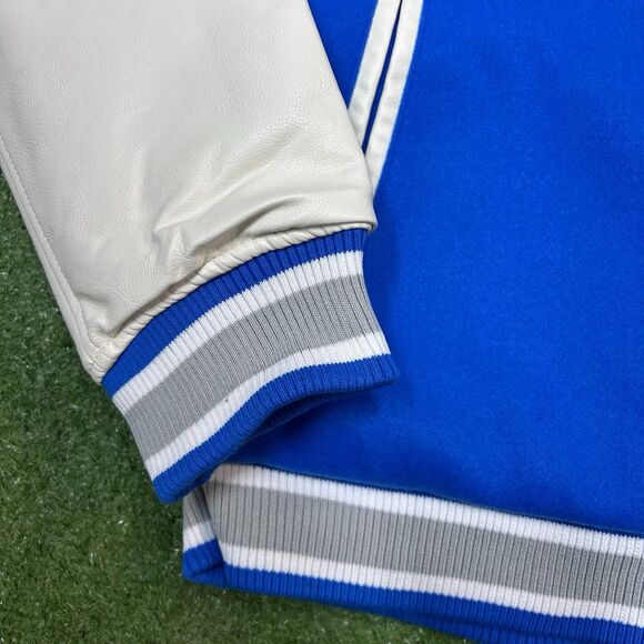 Detroit Lions NFL Team Apparel Faux Wool Varsity Bomber Jacket Size L NWT $160 - Picture 6 of 8